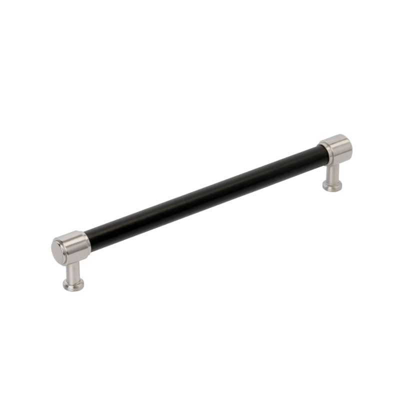 305mm Fairlane Appliance Pull, Black Leather/Satin Nickel