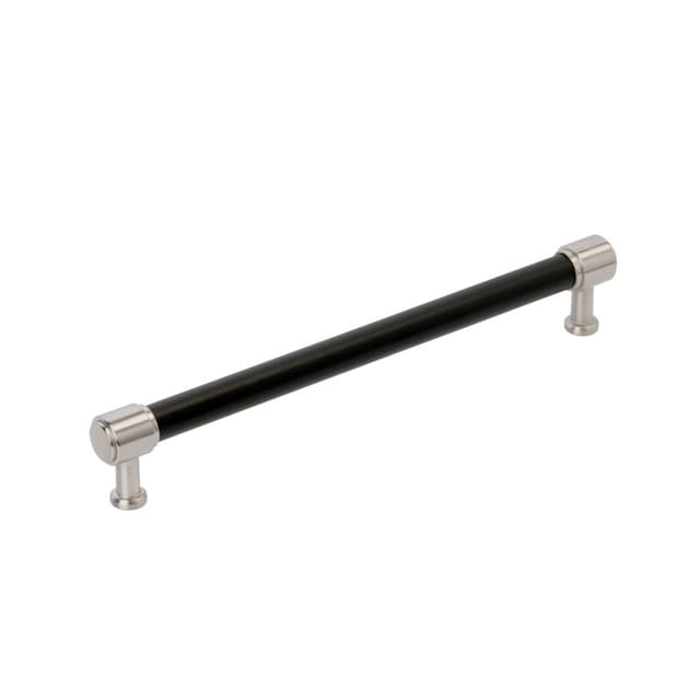 305mm Fairlane Appliance Pull, Black Leather/Satin Nickel