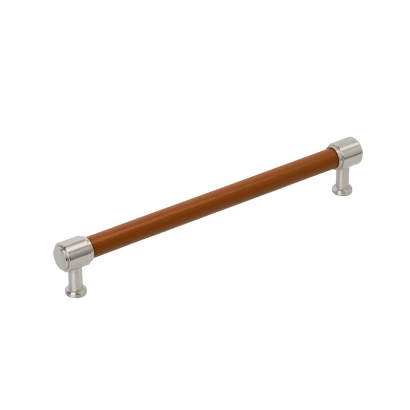 305mm Fairlane Appliance Pull, Cognac Leather/Satin Nickel