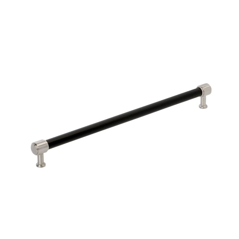 457mm Fairlane Appliance Pull, Black Leather/Satin Nickel