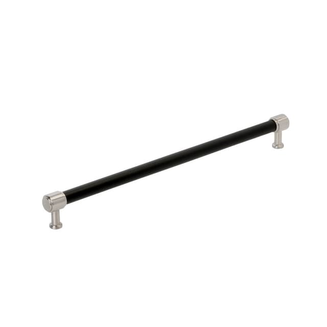457mm Fairlane Appliance Pull, Black Leather/Satin Nickel
