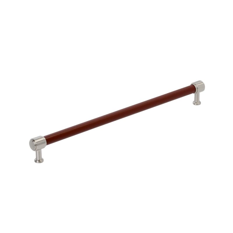 457mm Fairlane Appliance Pull, Brown Leather/Satin Nickel