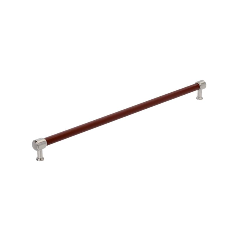 610mm Fairlane Appliance Pull, Brown Leather/Satin Nickel