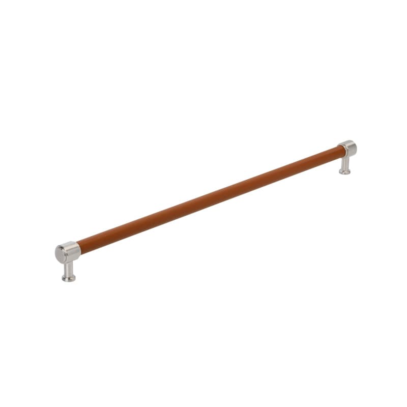 610mm Fairlane Appliance Pull, Cognac Leather/Satin Nickel