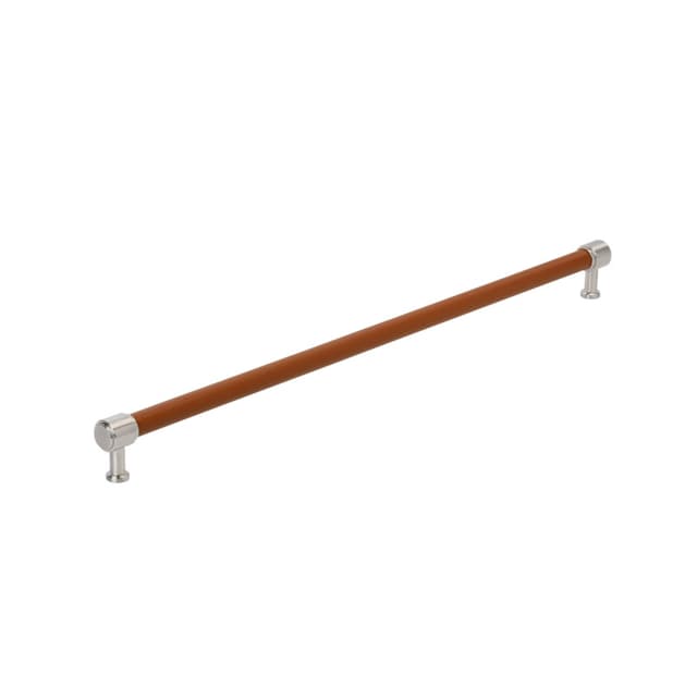 610mm Fairlane Appliance Pull, Cognac Leather/Satin Nickel