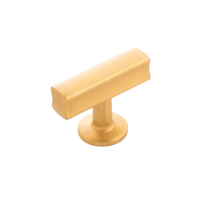 1-15/16" x 15/16" Woodward T-Cabinet Knob, Brushed Golden Brass