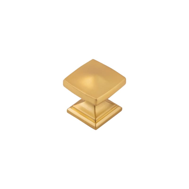 1-1/4" Dover Square Cabinet Knob, Brushed Golden Brass