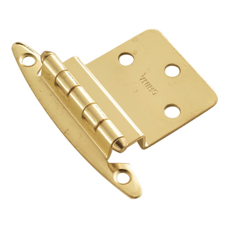 3/8" Inset Surface Face Mount Hinge, Free Swinging, Polished Brass