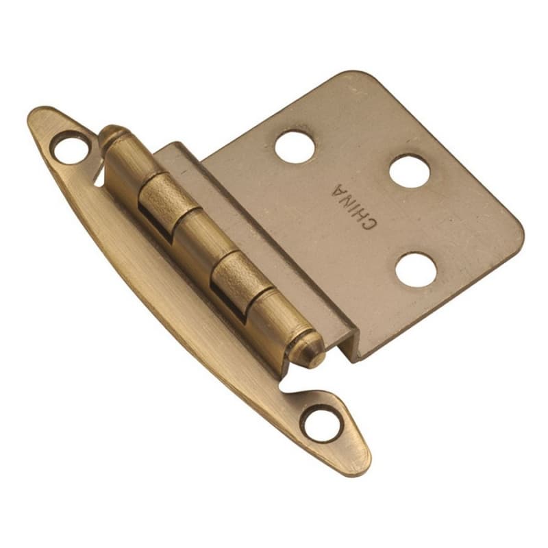 3/8" Inset Surface Face Mount Hinge, Free Swinging, Antique Brass
