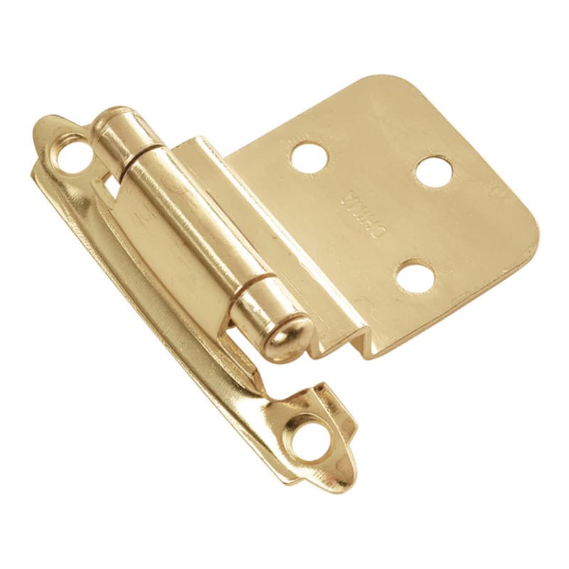 3/8" Inset Surface Face Mount Hinge, Self-Close, Polished Brass