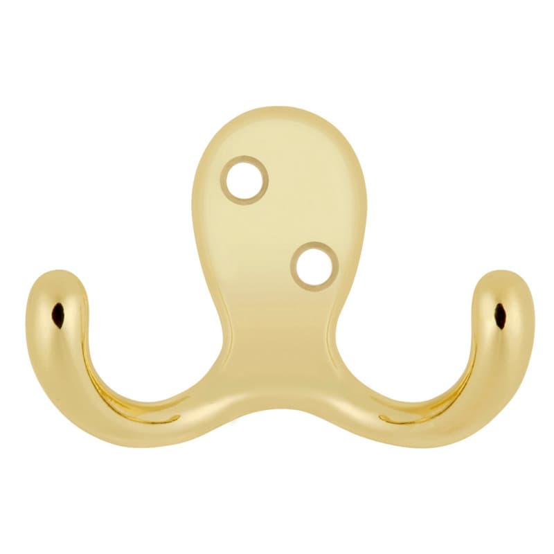 1-7/8" Hooks Double Cabinet Hook, Polished Brass
