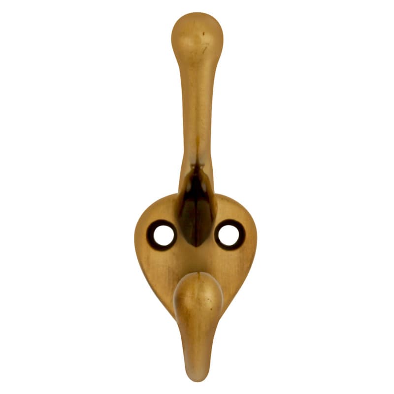 3-1/2" Universal Double Cabinet Hook, Antique Brass