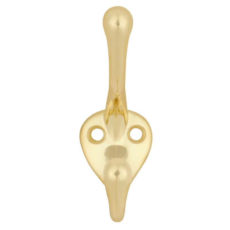 3-1/2" Universal Double Cabinet Hook, Polished Brass