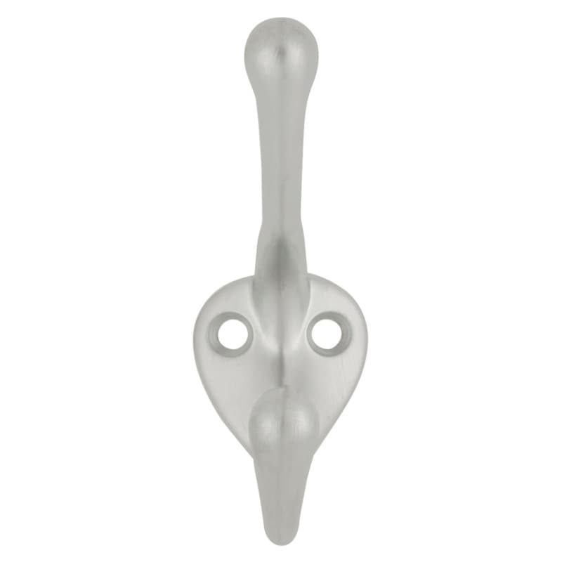 3-1/2" Universal Double Cabinet Hook, Satin Silver Cloud