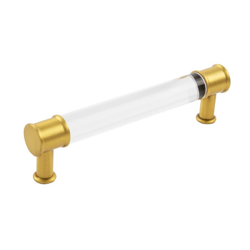 5-1/16" Midway Bar Pull, Crysacrylic/Brushed Golden Brass