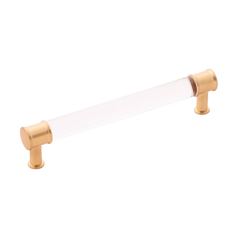 6-5/16" Midway Bar Pull, Crysacrylic/Brushed Golden Brass