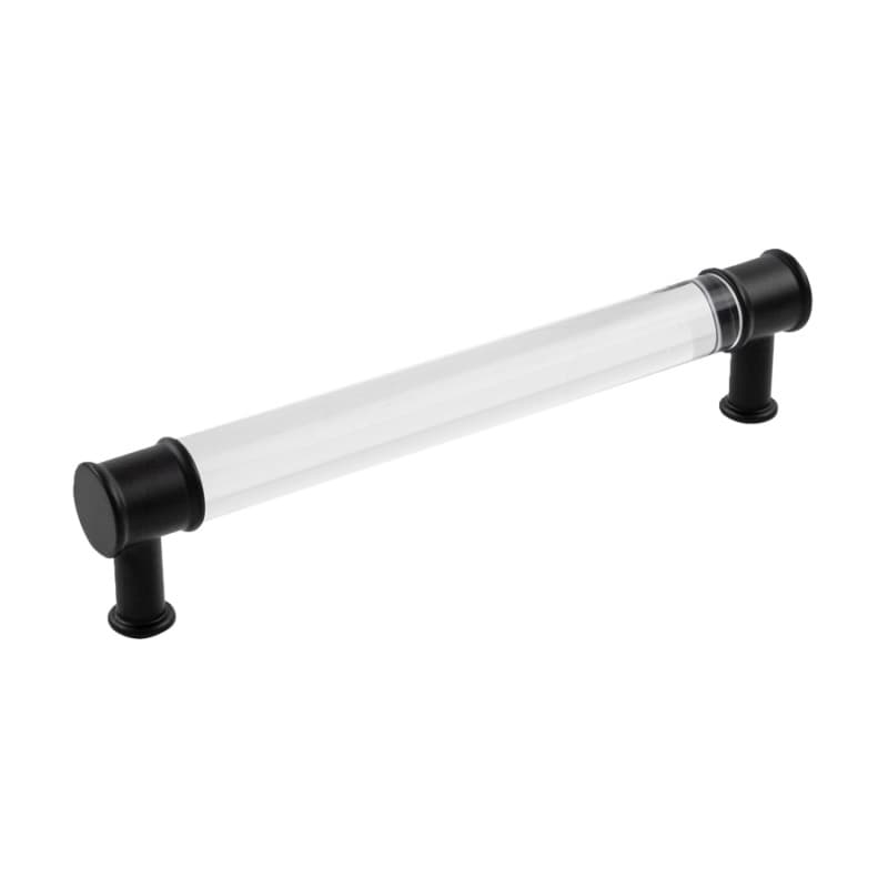 6-5/16" Midway Bar Pull, Crysacrylic/Matte Black