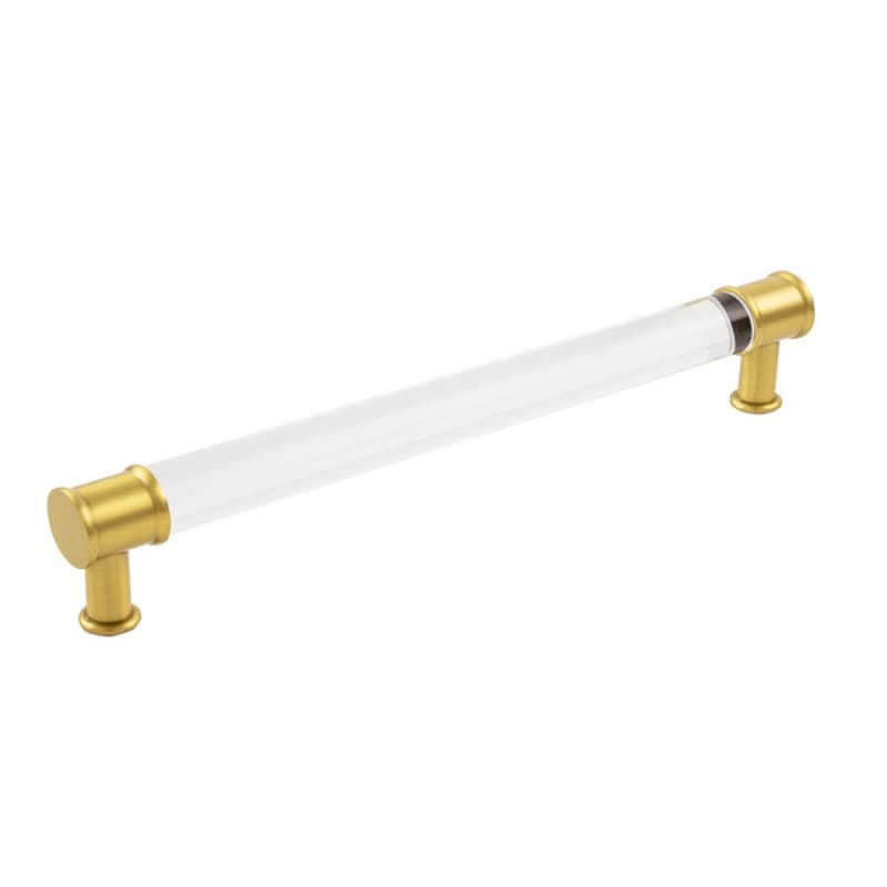8-13/16" Midway Bar Pull, Crysacrylic/Brushed Golden Brass