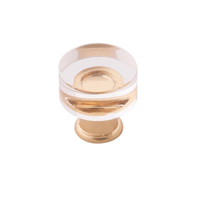 1" Midway Cabinet Knob, Crysacrylic/Brushed Golden Brass