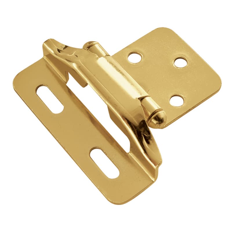 1/4" Overlay Semi-Concealed Wrap Hinge, Face Frame, Self-Close, Polished Brass