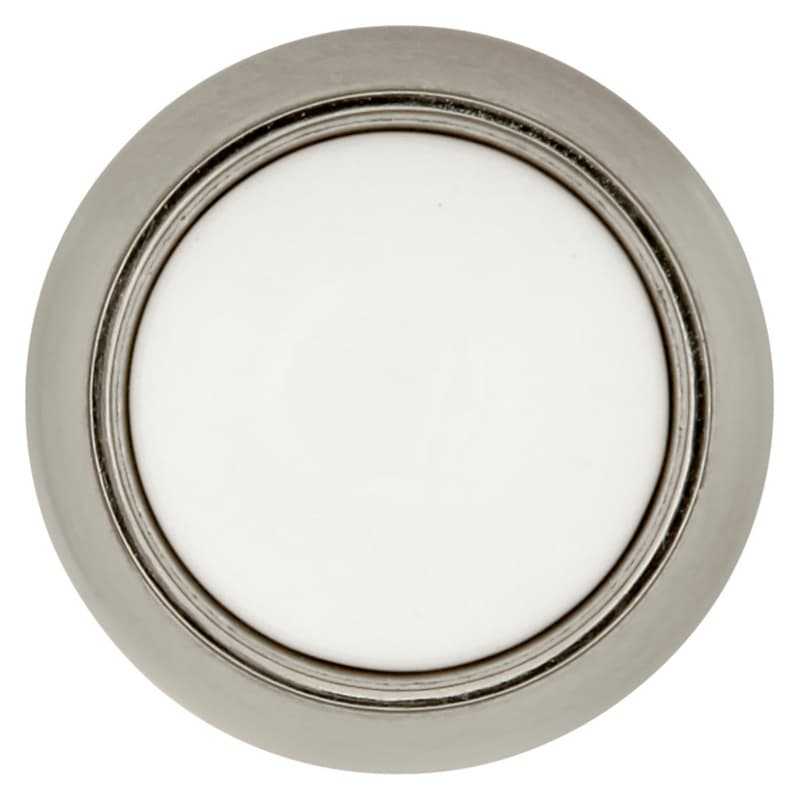 1-1/4" Tranquility Cabinet Knob, Satin Nickel/ White