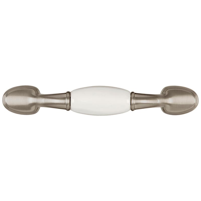 3" Tranquility Cabinet Pull, Satin Nickel/White