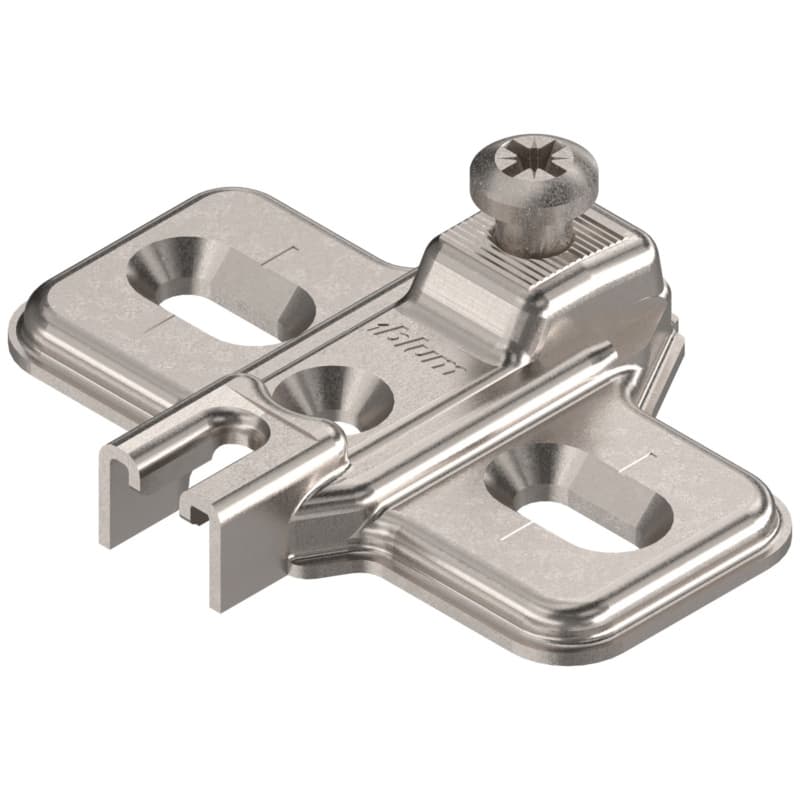 Modul One-Piece Wing Mounting Plate for Wood Screw, Nickel-Plated, Screw-On, 0mm