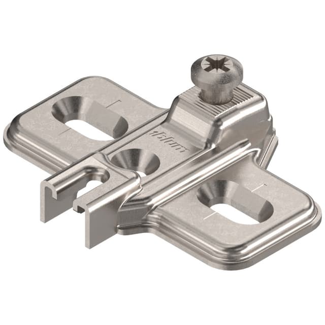 Modul One-Piece Wing Mounting Plate for Wood Screw, Nickel-Plated, Screw-On, 0mm