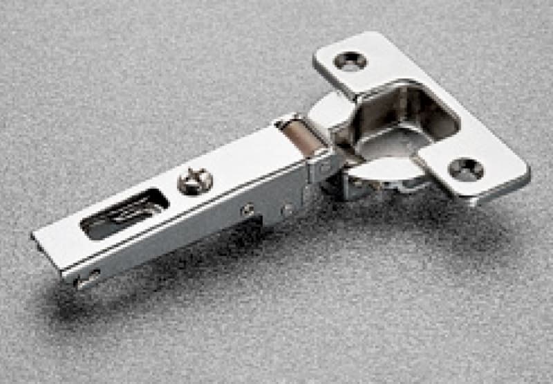 Series 200 94° Opening Thick Door Hinge, Free Swinging, Full Overlay, Nickel-Plated, Screw-On