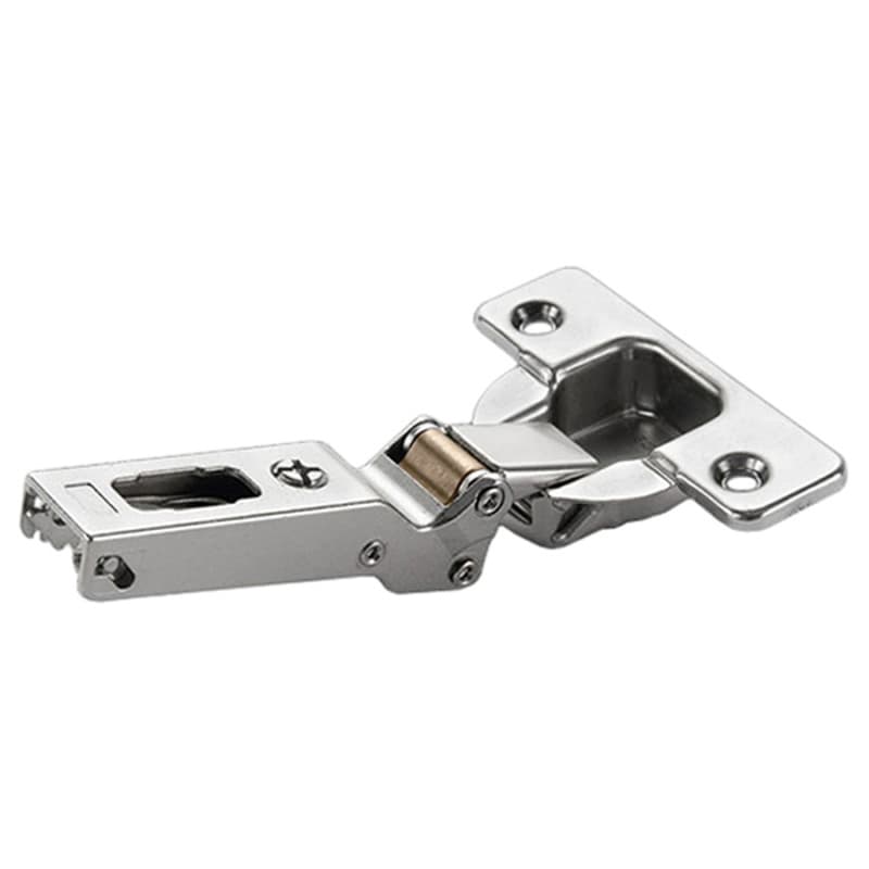 Series 200 -45° Angled Corner 120° Opening Hinge, Self-Closing, Overlay, Nickel-Plated, Dowelled