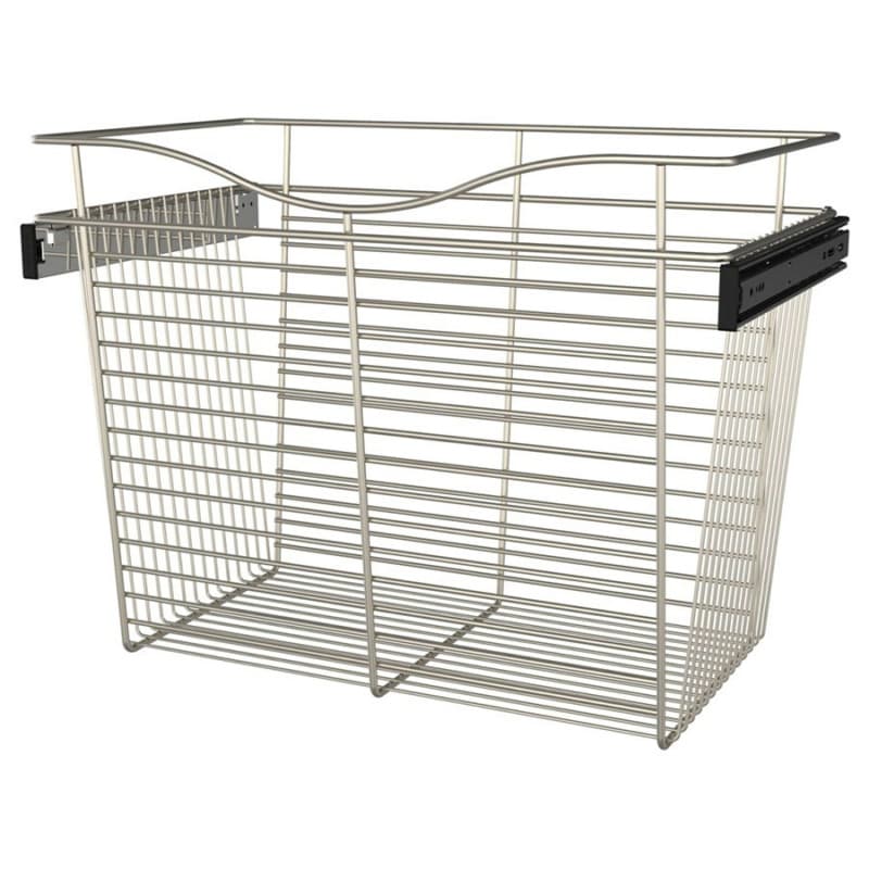 18" x 14" x 24" Wide Heavy-Gauge Pull-Out Wire Basket, Satin Nickel Finish