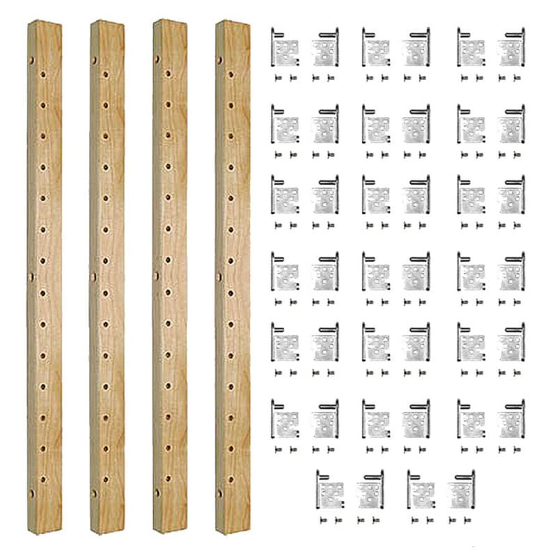 20-7/8" X-Series Pilaster Kit with 8 Brackets, Maple Finish Bulk Box