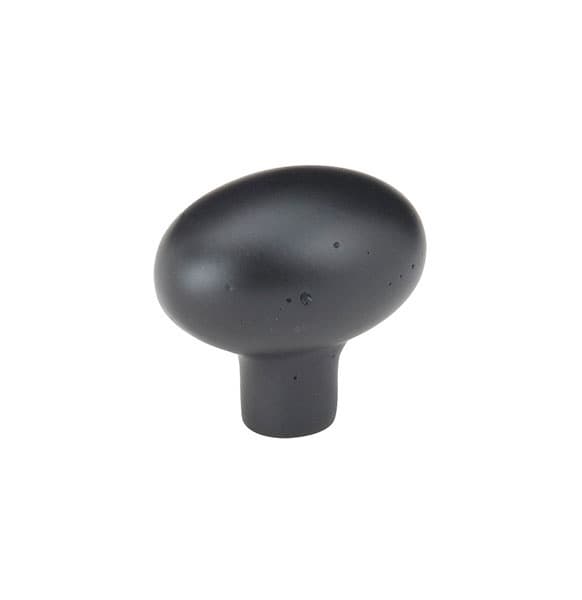 1-1/4" Sandcast Bronze Egg Cabinet Knob, Flat Black Bronze
