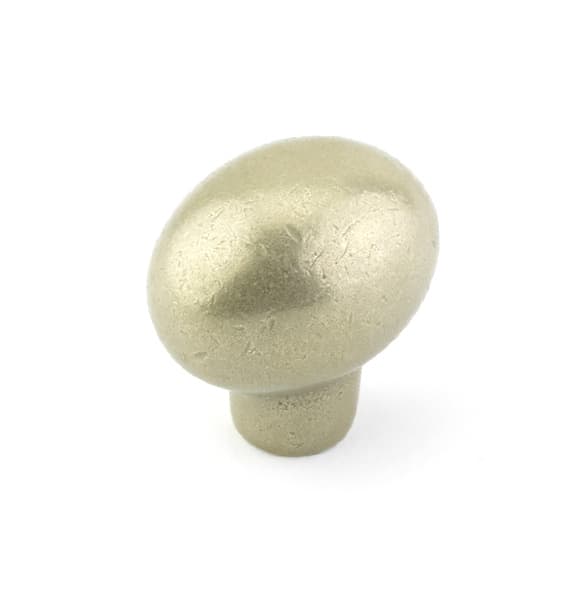 1" Sandcast Bronze Egg Cabinet Knob, Tumbled White Bronze