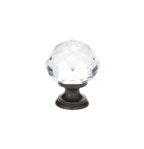 1" Diamond Glass Cabinet Knob, Oil Rubbed Bronze