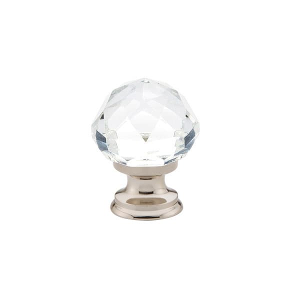 1" Diamond Glass Cabinet Knob, Polished Nickel