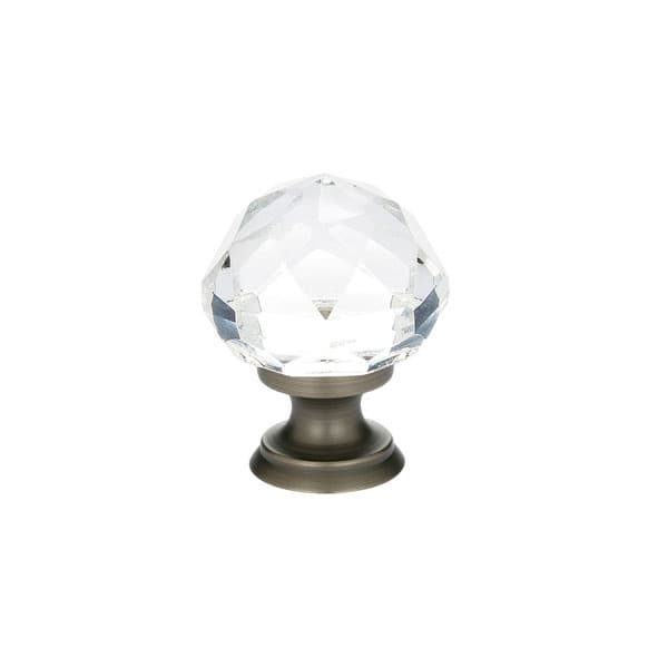 1" Diamond Glass Cabinet Knob, Pewter