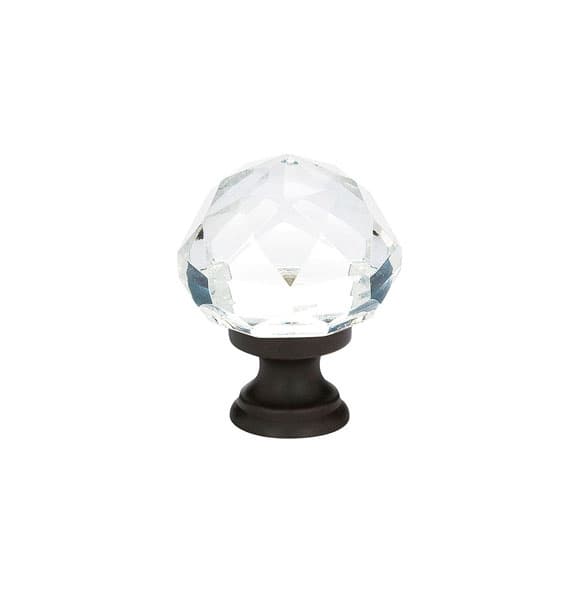 1" Diamond Glass Cabinet Knob, Flat Black