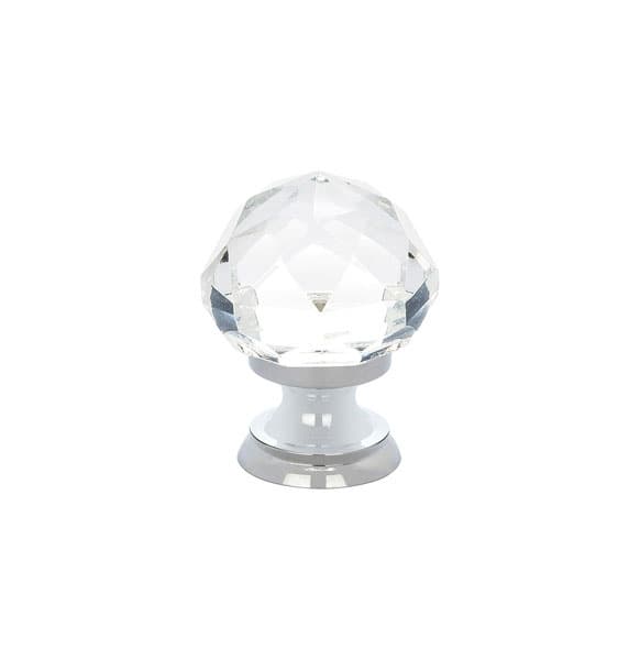 1" Diamond Glass Cabinet Knob, Polished Chrome