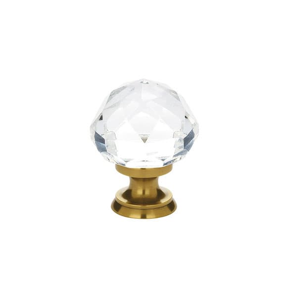 1-1/4" Diamond Glass Cabinet Knob, French Antique