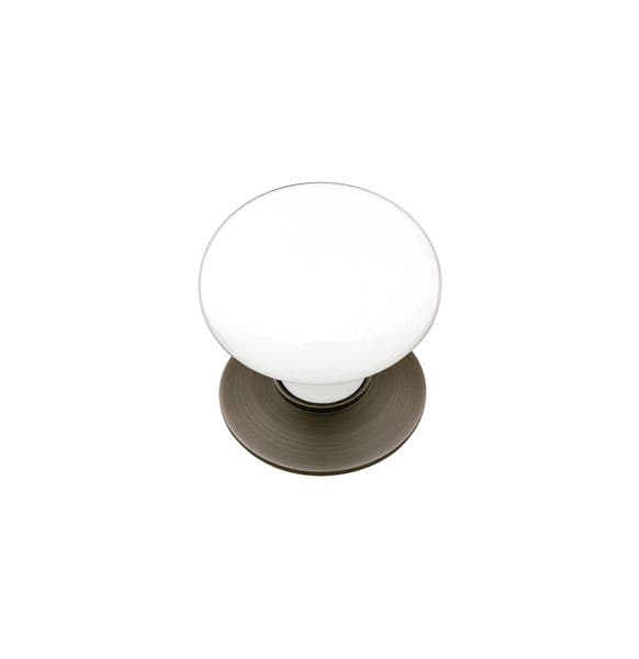 1-3/4" Porcelain Cabinet Knob, Oil Rubbed Bronze/Ice White
