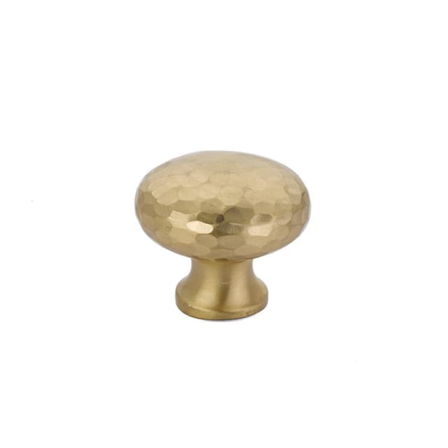 1-3/4" Arts and Crafts Round Dimpled Cabinet Knob, Satin Brass