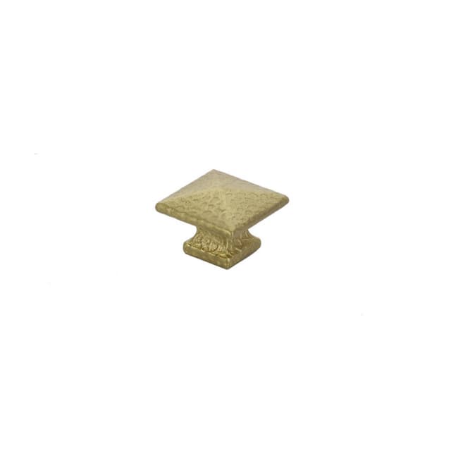 1" Arts and Crafts Square Dimpled Cabinet Knob, Satin Brass