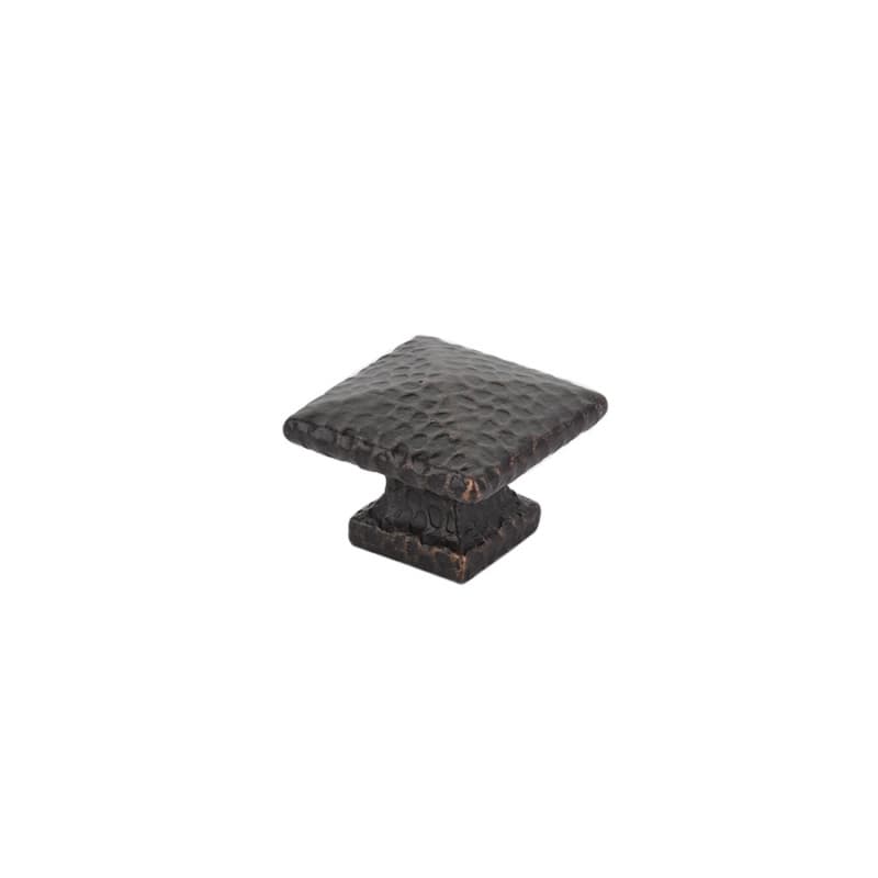 1-1/4" Arts and Crafts Square Dimpled Cabinet Knob, Oil Rubbed Bronze