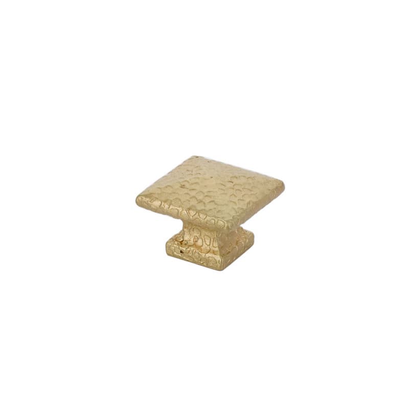 1-1/4" Arts and Crafts Square Dimpled Cabinet Knob, Satin Brass