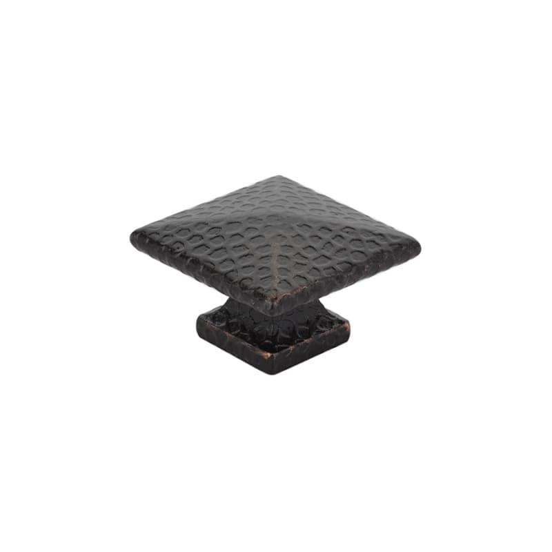 1-3/4" Arts and Crafts Square Dimpled Cabinet Knob, Oil Rubbed Bronze