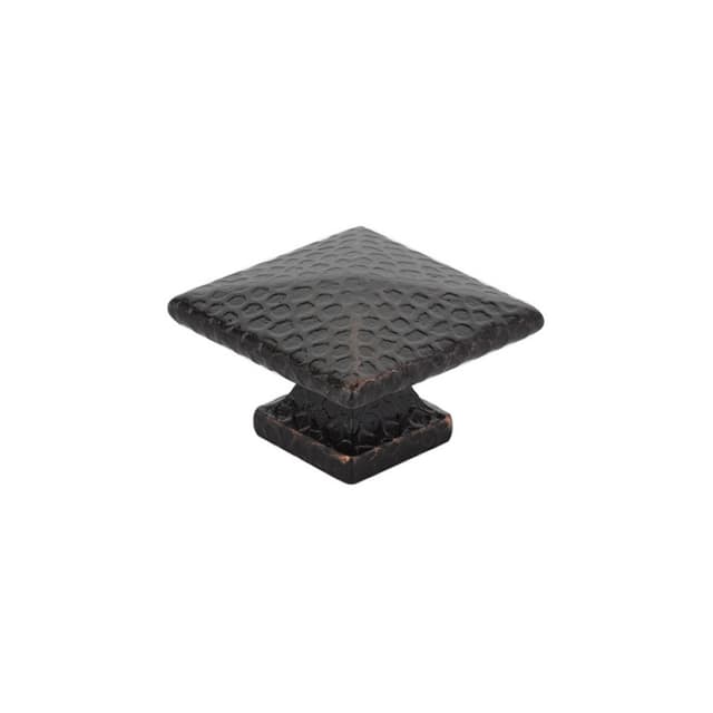 1-3/4" Arts and Crafts Square Dimpled Cabinet Knob, Oil Rubbed Bronze