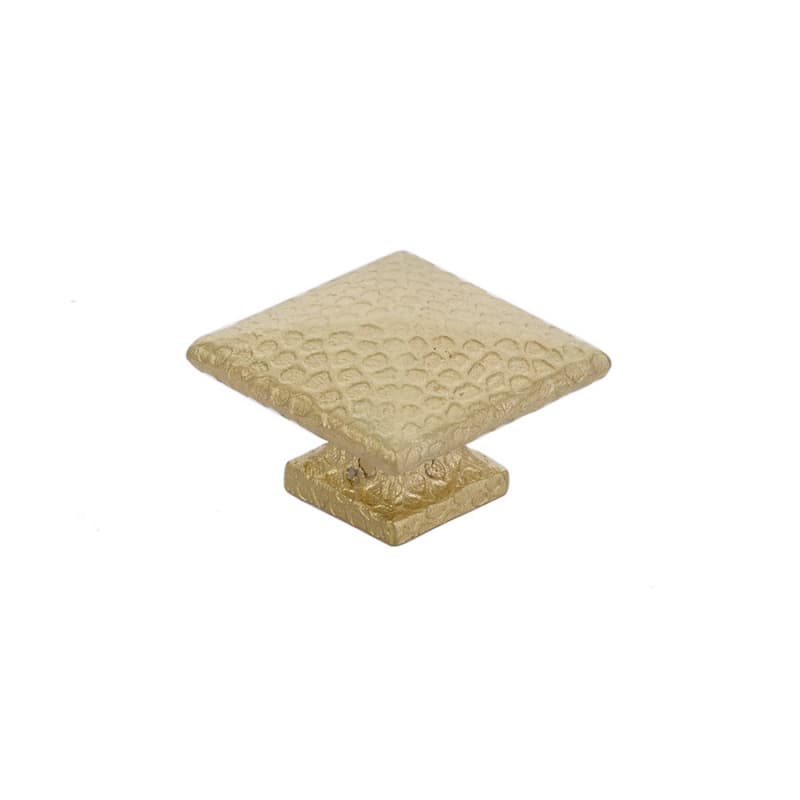 1-3/4" Arts and Crafts Square Dimpled Cabinet Knob, Satin Brass