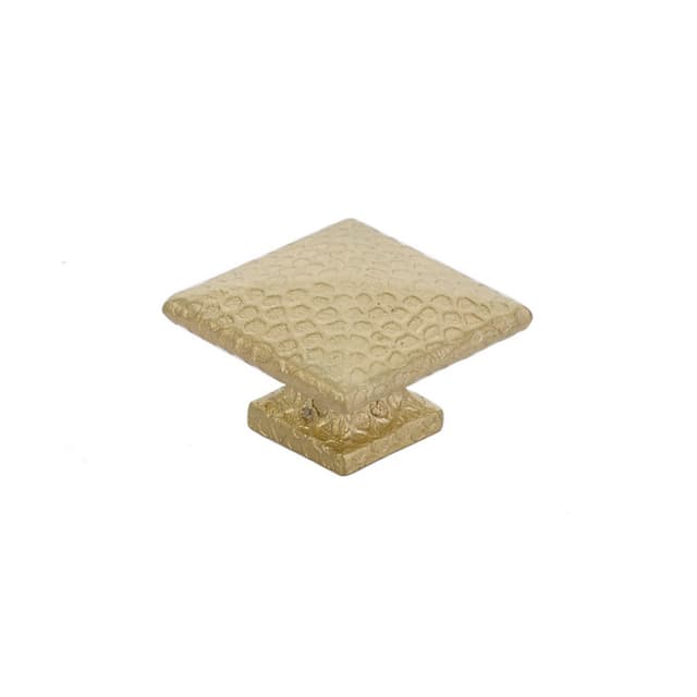 1-3/4" Arts and Crafts Square Dimpled Cabinet Knob, Satin Brass