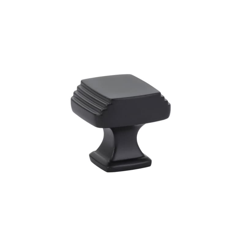 1-1/4" Art Deco Cabinet Knob, Flat Black